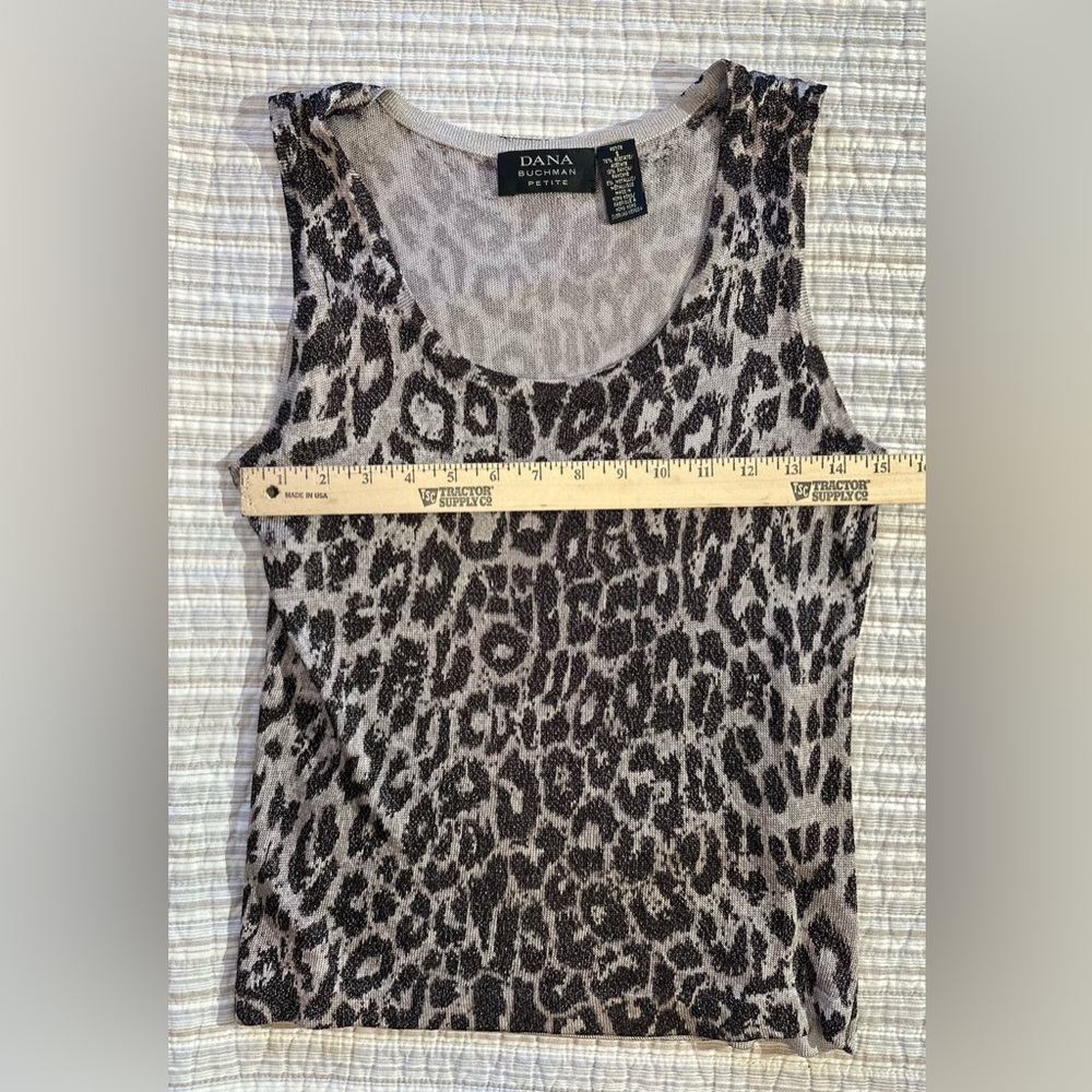 Dana Buchman Petite Leopard Tank Top, Size S - Picture 3 of 7